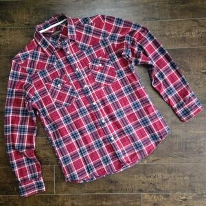 Purple & Yellow Japanese Brand Red Plaid Flannel Shirt Size Large
